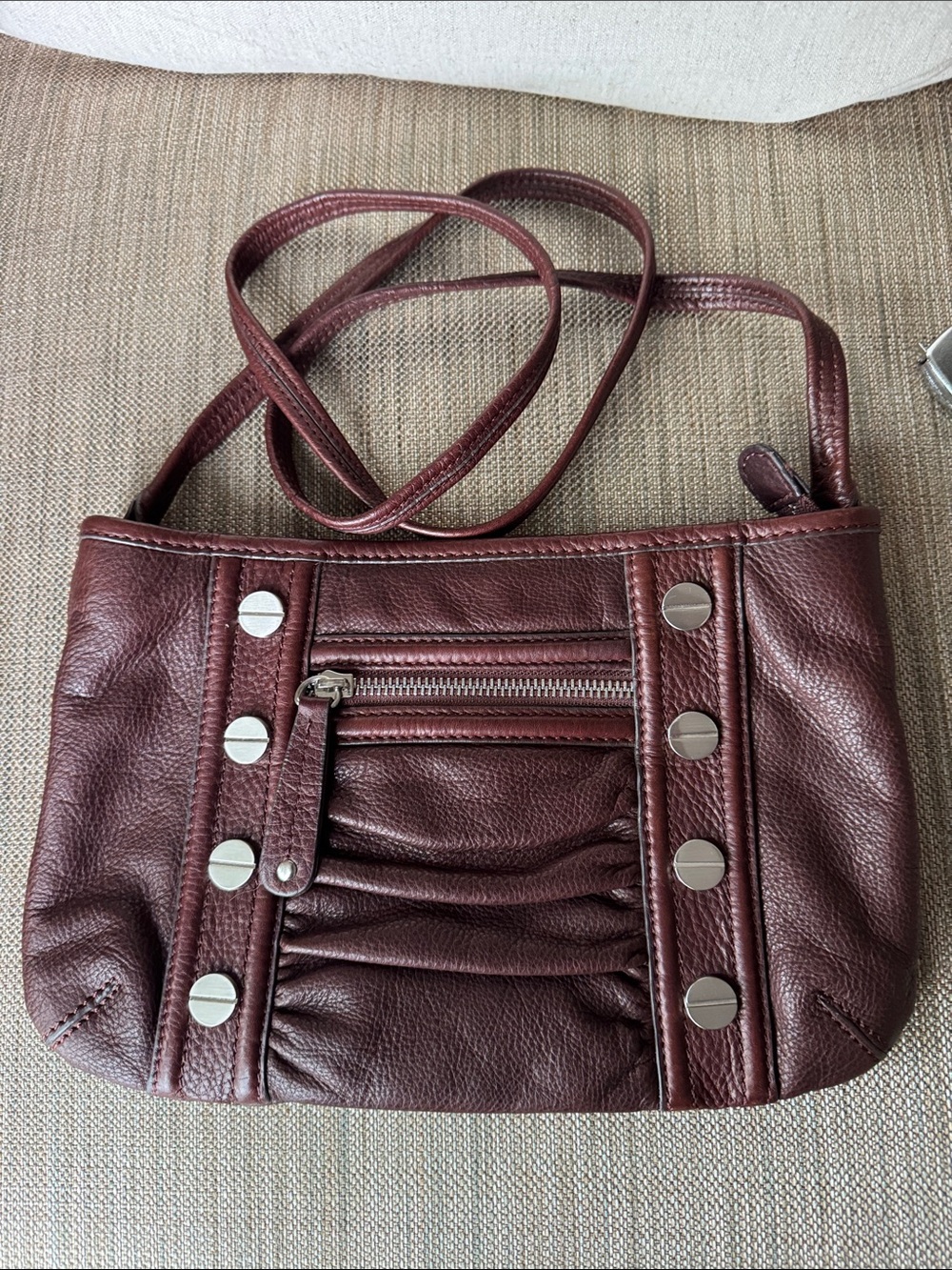 b. makowsky Leather Crossbody with Silver-Tone Studs